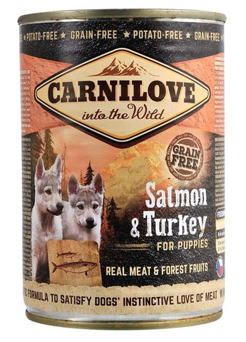 Влажный корм Salmon & Turkey для щенков, лосось и индейка, 400 г Carnilove (292258027)