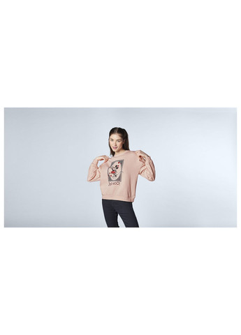 Рожевий світшот з начосом для жінки minnie mouse 426434 рожевий Disney однотонний без декору (315321333)