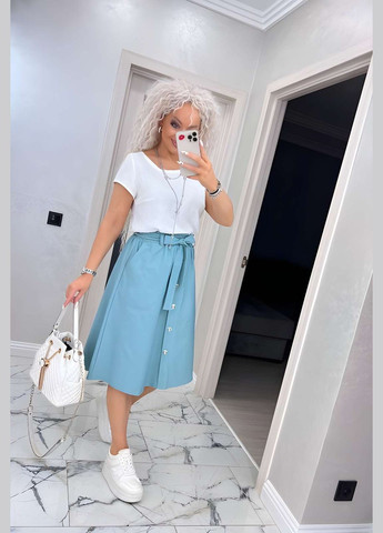 Спідниця жіноча джинс стрейч 42-56 шоколад (коричнева), бежева, молочна, м'ятна,... No Brand (332770548)