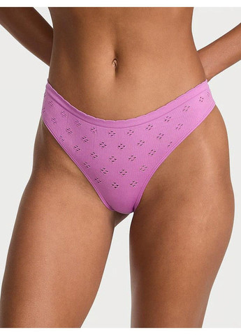 Трусики-стрінги жіночі з мікрофібри Seamless Eyelet Thong Panty рожеві Victoria's Secret (347723745)