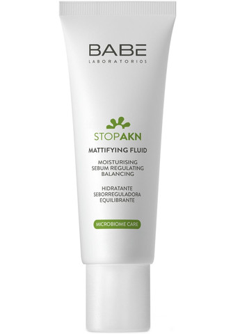 Мотивирующий увлажняющий флюид для жирной и проблемной кожи Stop AKN Microbiome Care Mattifying Fluid 50ml. Babe Laboratorios (368626585)