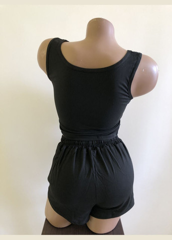 Черная всесезон женская пижама комплект топ шорты l желтый (2-263) New Style