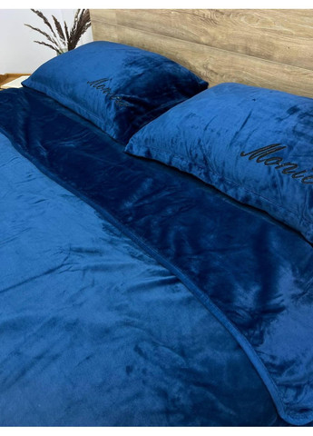 Велюровое постельное белье Моника двуспальная 180х200 синий Koloco (367729579)