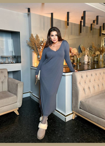 Сіра повсякденний сукня міді однотонна Liton