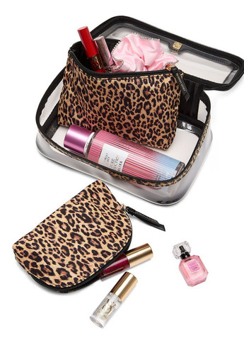Косметичка 3 в 1 леопардова 3-Piece Makeup Bag Victoria's Secret (368231327)