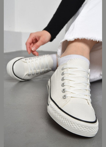 Білі кеди жіночі текстильні білого кольору на шнурівці Let's Shop