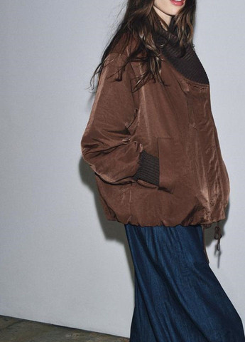 Коричневый женский жакет Zara однотонный - демисезонный