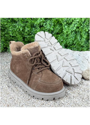 Жіночі черевики замшеві хутряні Е-005050-45 Коричневі No Brand (366065123)