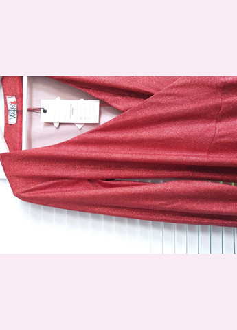 Червона вечірня, святковий шикарна сукня міні на запах червоного кольору на запах No Brand однотонна