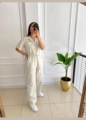 Модний комбінезон Fashion бежевий креп