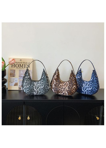 Женская сумка багет 9232 леопардовая через плечо голубая синяя No Brand (313235577)