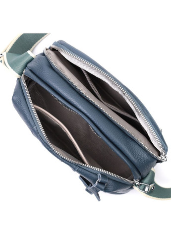 Сумка через плечо женская с двумя отделениями кожаная 22595 Синяя Vintage (302007892)