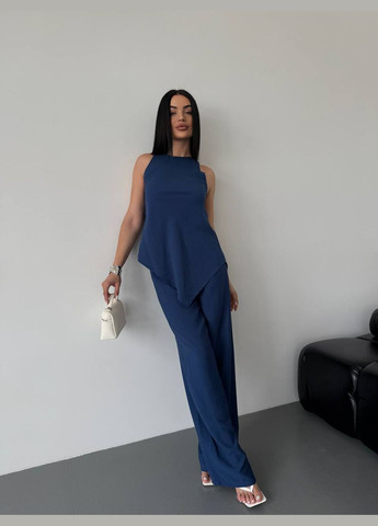 Женский льняной костюм двойка с кофтой и брюками палаццо MonCher (334676415)