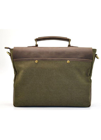 Сумка чоловіча з натуральної шкіри та текстилю портфель для документів А4 для ноутбука Зелений з коричневим 34243 TARWA (334674037)