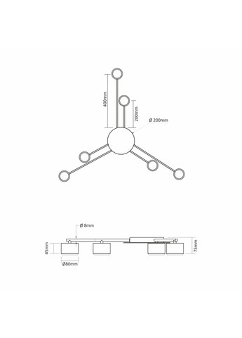 Світильник під лампу 6xGX53 накладний Чорний VL-SPF21B-B Videx (365650883)