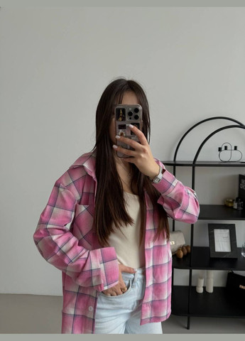 Розовая рубашка в клетку No Brand