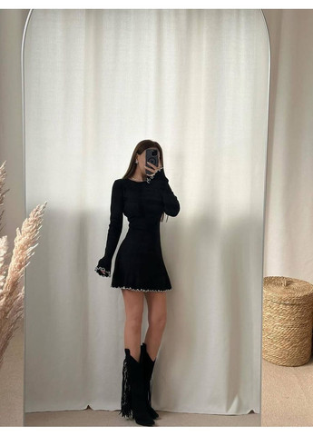 Чорна святковий тепла ангорова сукня — заміри в описі силуетна DK/DL Мода без кордонів однотонна