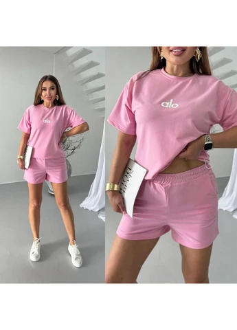 Женский спортивный костюм двойка футболка шорты двунитка No Brand (397309987)
