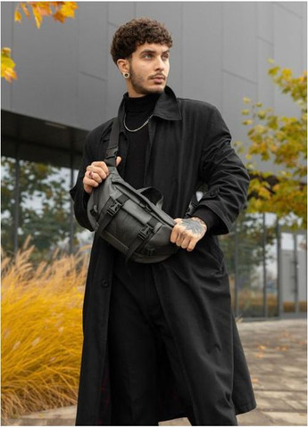 Спортивна сумка чоловіча на пояс через плече з екошкіри велика Графітовий 35344 Sambag (352165878)