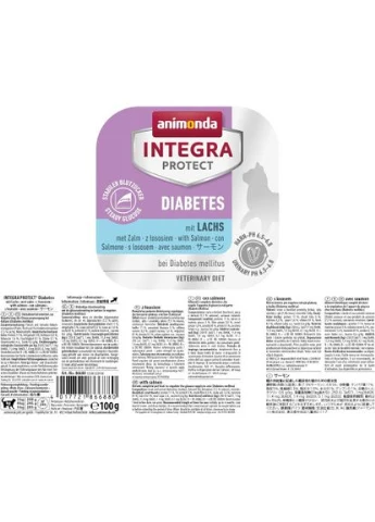 Корм вологий ветеринарний для котів Integra Protect Diabetes with Salmon при діабеті, з лососем, 100 г Animonda (329295039)