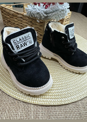 Черные зимние ботиночки зимние детские с мехом raw черный No Brand