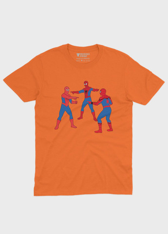 Помаранчева демісезонна футболка для хлопчика з принтом супергероя - людина-павук (ts001-1-ora-006-014-097-b) Modno