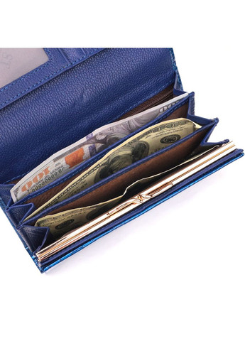 Стильний жіночий гаманець із лакованої шкіри з візитницею 19404 Синій st leather (298567655)