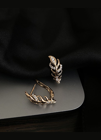 Сережки "Пір'їнки" англійський замок золотого кольору 31964 Fashion (335015203)
