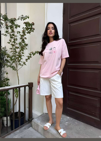 Женская белая хлопковая футболка с веселым принтом хлопок. Україна - (339402830)