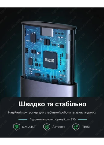 Зовнішня кишеня для SSD M.2 NVMe карман для ссд м2 переходник м2 на USB C 3.2 Gen2 nvme to usb to m2 case M2 Ugreen (393919009)