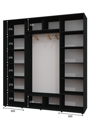 Шафа-купе тридверна 220*60*220 Антрацит 2 ДСП/Дзеркало з піскострумним малюнком ШК-05 Алекса (360477896)