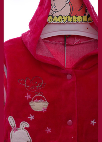 Рожевий демісезонний костюм з довгим рукавом для дівчинки велюровий слоник червоний 86 см (37206) BABYKROHA
