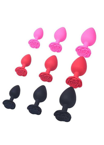 Силиконовая анальная пробка "Роза" - 9.5*4.2 см (L) - Розовый - Анальные игрушки No Brand (329445165)