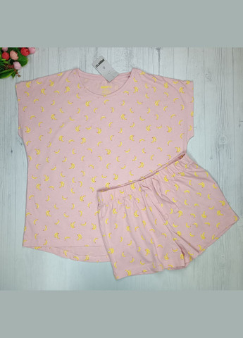 Розовая всесезон пижама летняя для девочки футболка + шорты Pepperts