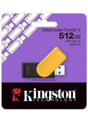 Флеш-накопитель USB 512Gb DataTraveler Exodia S, Black/Yellow, USB 3.2 Gen 1 (DTXS/512GB) DTXS/512GB Kingston (395343746)