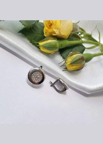 Срібні сережки Монетки в білих каменях срібло 925 проби Родоване 5510р 4.60г No Brand (306743081)