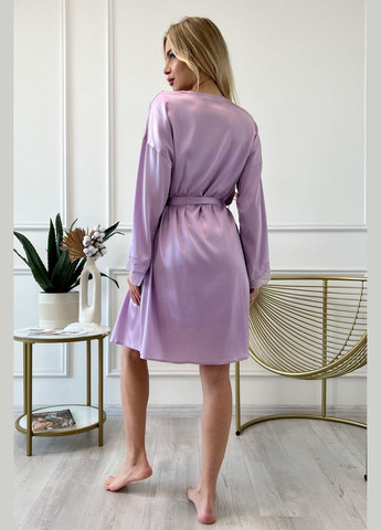 Комплект халат та сорочка комбінація шовк Флоріна L Бузковий Silk Kiss (285716657)