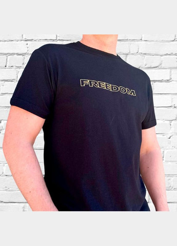 Чорна футболка з вишивкою золотим freedom чоловіча (401679-15-3) No Brand