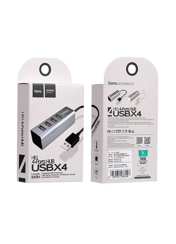 Хаб адаптер USB — на 4 USB — Line machine HB1 silver 6957531038146 Hoco (279826985)