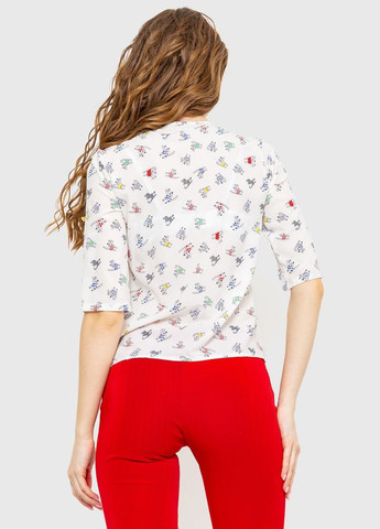 Молочна блуза з принтом, колір молочно-синій, 230r1121 Ager