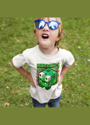 Біла демісезонна футболка біла з оригінальним принтом онлан гри minecraft "персонаж minecraft майнкрафт" Кавун футболка