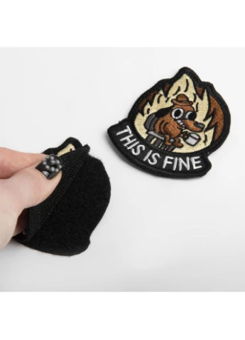 Шеврон на липучке This is fine 7,6х7,1 см, вышитый патч нашивка шеврон смешной (800030373) ТМ IDEIA (391253789)