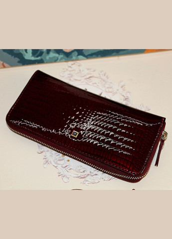 Кожаный женский кошелек клатч на молнии 0832 бордовый Henghuang (307284824)