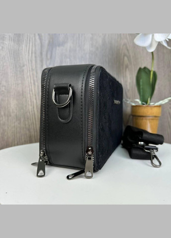 Замшевая женская минисумочка клатч с тиснением черная LV, сумка для девочек из натуральной замши No Brand (334729679)