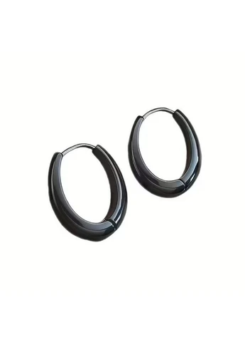 Серьги-кольца черные минимализм No Brand (380725549)