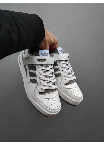 Білі кросівки чоловічі adidas forum refined white grey адідас форум білі демісезон No Brand