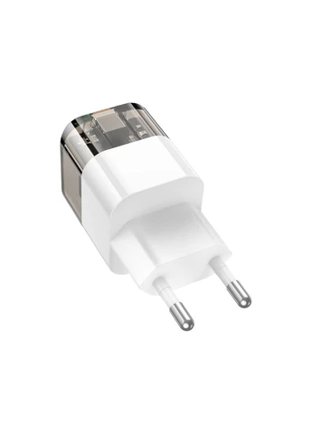 Мережевий зарядний пристрій dual-port PD30W+QC3.0 charger(EU) Transparent black Hoco C131A Platinum (386477409)