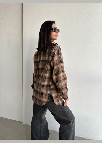 Коричневая повседневный, кэжуал рубашка в клетку No Brand