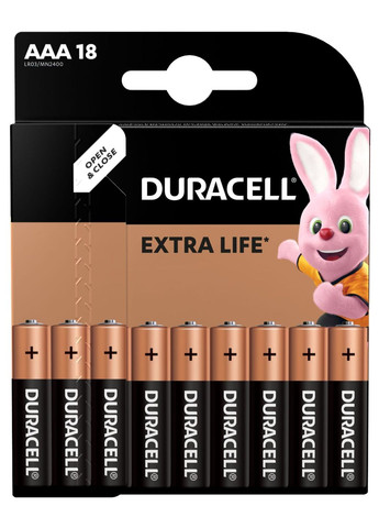 Щелочные батарейки AAA (LR03) MN2400, 18 шт Duracell (306577310)