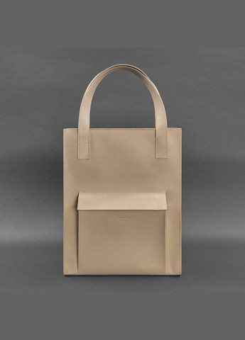 Кожаная женская сумка Бетси с карманом светло-бежевая Краст (A-027529) BlankNote шоппер (327874192)